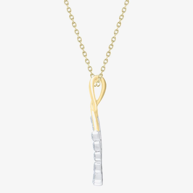 Floating Diamonds (F, Vs2) Womens 1 CT. T.W. Lab Grown White Diamond 14K Gold 18 Inch Pendant Necklace
