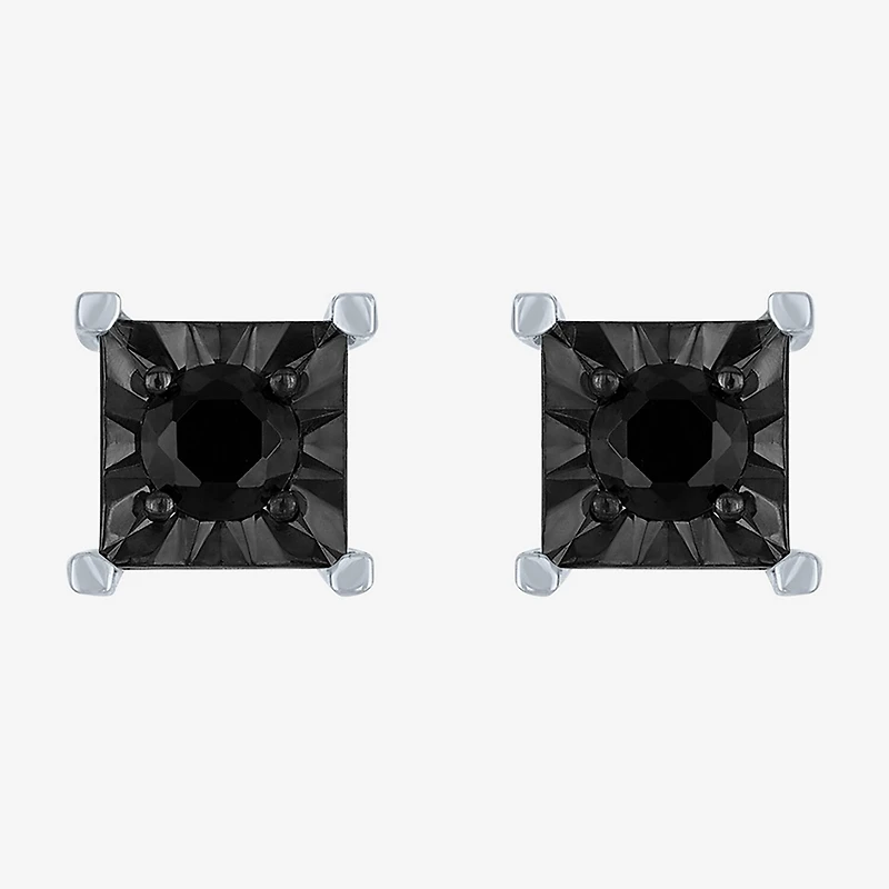 1/2 CT. T.W. Natural Black Diamond Sterling Silver 8.5mm Stud Earrings