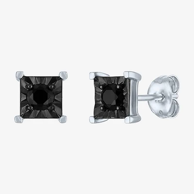 1/2 CT. T.W. Natural Black Diamond Sterling Silver 8.5mm Stud Earrings
