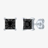 1/2 CT. T.W. Natural Black Diamond Sterling Silver 8.5mm Stud Earrings