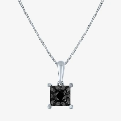 Womens 1/ CT. T.W. Natural Black Diamond Sterling Silver 18 Inch Pendant Necklace