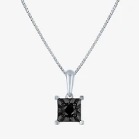 Womens 1/ CT. T.W. Natural Black Diamond Sterling Silver 18 Inch Pendant Necklace