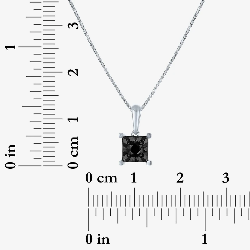 Womens 1/ CT. T.W. Natural Black Diamond Sterling Silver 18 Inch Pendant Necklace