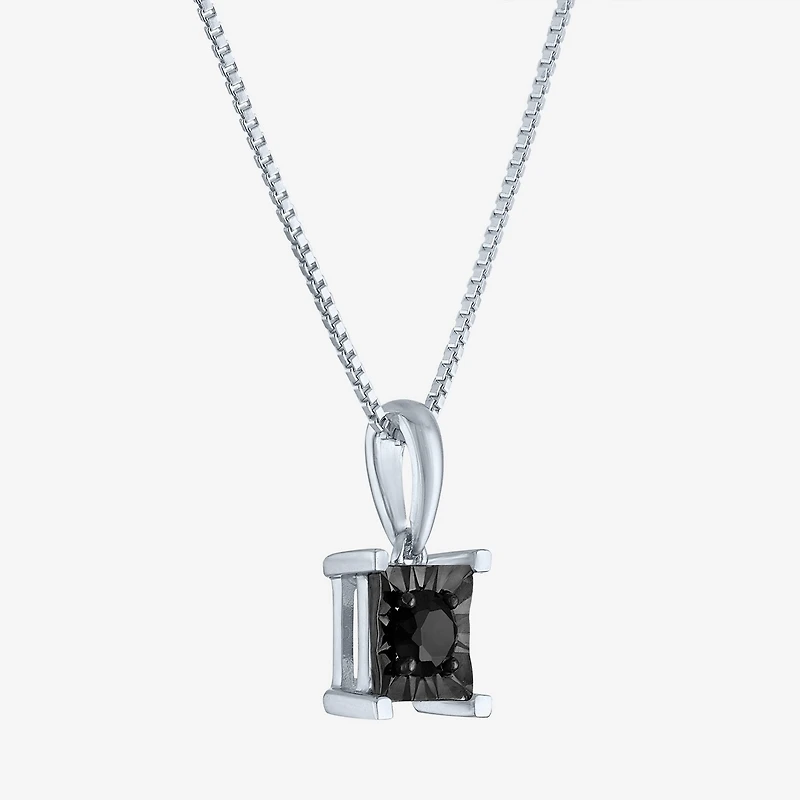 Womens 1/ CT. T.W. Natural Black Diamond Sterling Silver 18 Inch Pendant Necklace