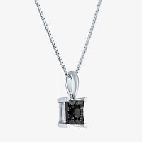 Womens 1/ CT. T.W. Natural Black Diamond Sterling Silver 18 Inch Pendant Necklace