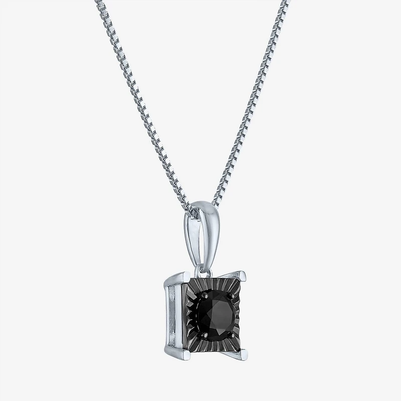 Womens 1/2 CT. T.W. Natural Black Diamond Sterling Silver 18 Inch Pendant Necklace