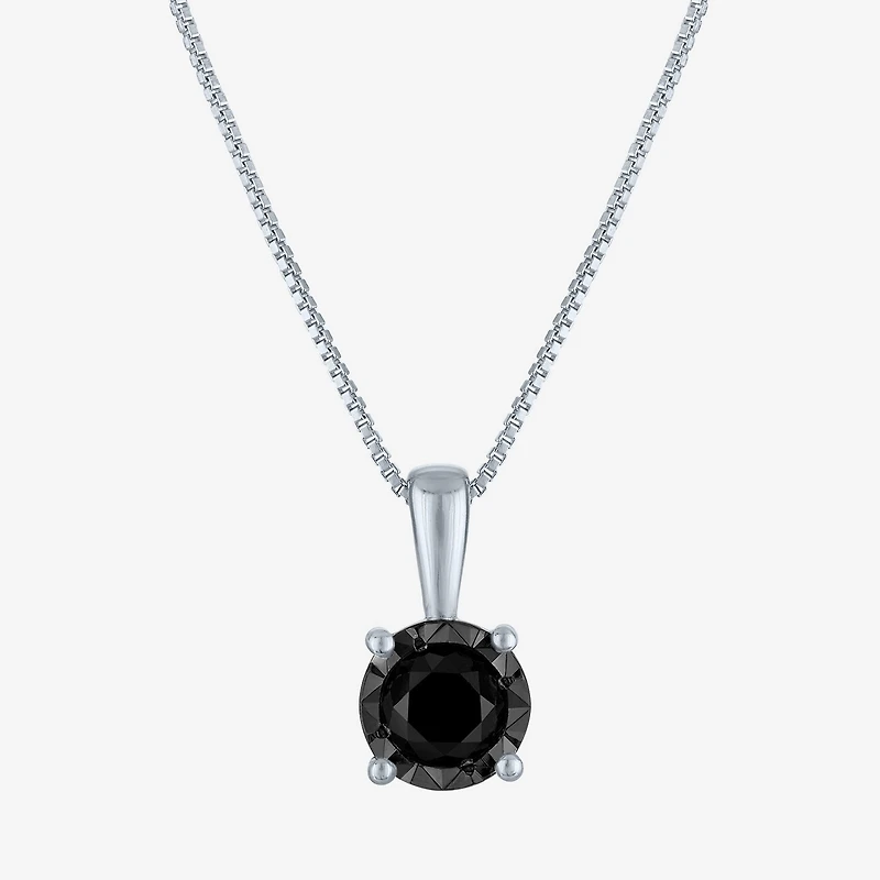 Womens 1/2 CT. Natural Black Diamond Sterling Silver 18 Inch Pendant Necklace