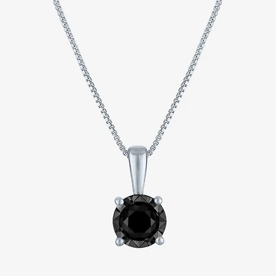 Womens 1/2 CT. Natural Black Diamond Sterling Silver 18 Inch Pendant Necklace