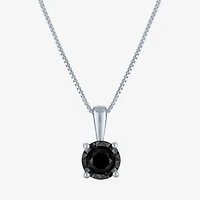 Womens 1/2 CT. Natural Black Diamond Sterling Silver 18 Inch Pendant Necklace
