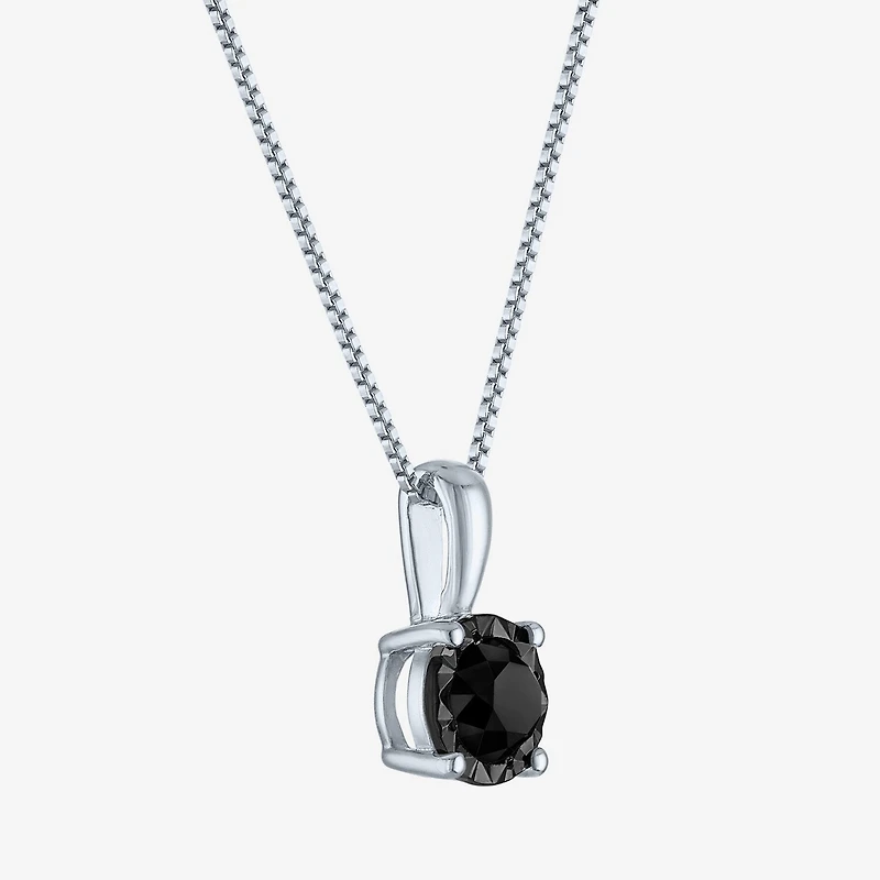 Womens 1/2 CT. Natural Black Diamond Sterling Silver 18 Inch Pendant Necklace