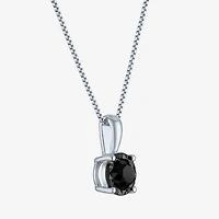 Womens 1/2 CT. Natural Black Diamond Sterling Silver 18 Inch Pendant Necklace