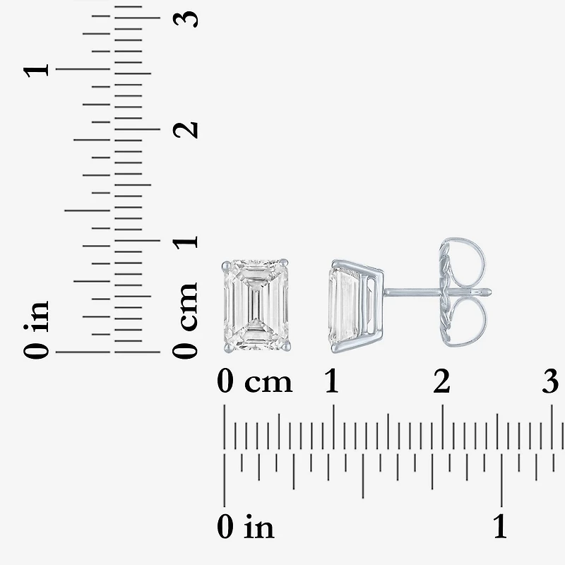 ( /E-F/Si1-Si2 ) 3 CT. T.W. Lab-GrownDiamond 14K Gold 8.1mm Emerald Stud Earrings