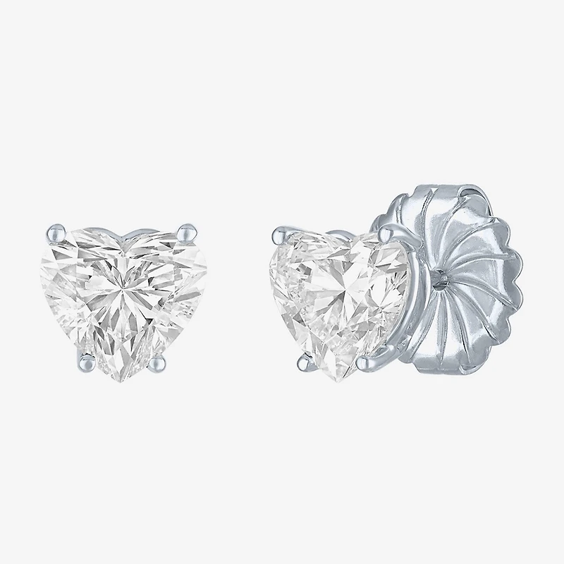 ( E-F/Si1-Si2 ) 3 CT. T.W. Lab-Grown Diamond 14K Gold 8.1mm Heart Stud Earrings
