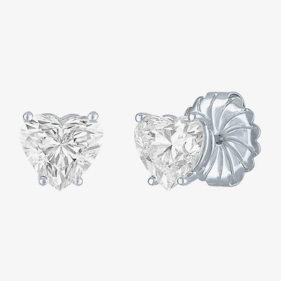 ( E-F/Si1-Si2 ) 3 CT. T.W. Lab-Grown Diamond 14K Gold 8.1mm Heart Stud Earrings