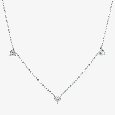 Yes, Please! (G-H, Si2-I1) Womens 1/4 CT. T.W. Lab Grown White Diamond Sterling Silver Heart 18 Inch Pendant Necklace