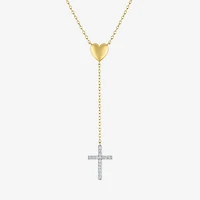 Cross/Heart(Gh / Si2 I1) Womens 1/10 CT. T.W. Lab Grown White Diamond 14K Gold Over Silver Sterling Silver Cross Heart 16 Inch Pendant Necklace