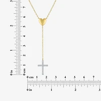 Cross/Heart(Gh / Si2 I1) Womens 1/10 CT. T.W. Lab Grown White Diamond 14K Gold Over Silver Sterling Silver Cross Heart 16 Inch Pendant Necklace