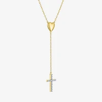 Cross/Heart(Gh / Si2 I1) Womens 1/10 CT. T.W. Lab Grown White Diamond 14K Gold Over Silver Sterling Silver Cross Heart 16 Inch Pendant Necklace