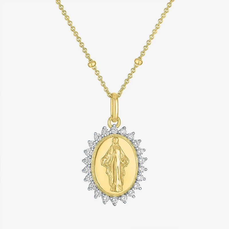 Miraculous(G-H, Si2-I1) Womens 1/4 CT. T.W. Lab Grown White Diamond 14K Gold Over Silver Round 18 Inch Pendant Necklace