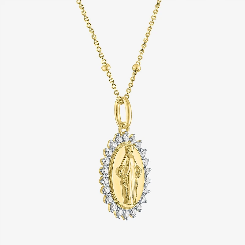 Miraculous(G-H, Si2-I1) Womens 1/4 CT. T.W. Lab Grown White Diamond 14K Gold Over Silver Round 18 Inch Pendant Necklace