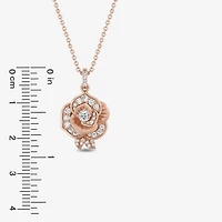 Rose (I, I2) Womens 5/8 CT. T.W. Lab Grown White Diamond 14K Rose Gold Over Silver Flower 18 Inch Pendant Necklace