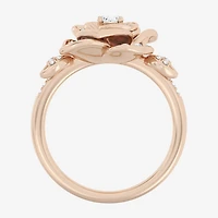 Enchanted Disney Fine Jewelry Rose (I, I2) Womens 1/2 CT. T.W. Lab Grown White Diamond 14K Gold Over Silver Flower Belle Princess Side Stone Cocktail Ring