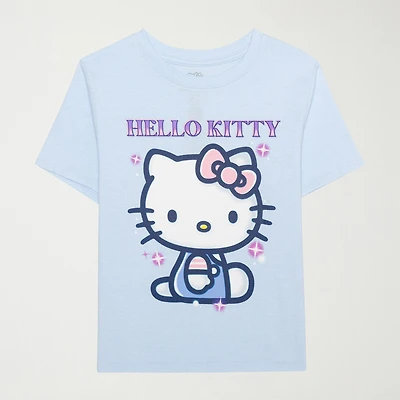 Little & Big Kid Girls Crew Neck Short Sleeve Regular Fit Hello Kitty Graphic T-Shirt
