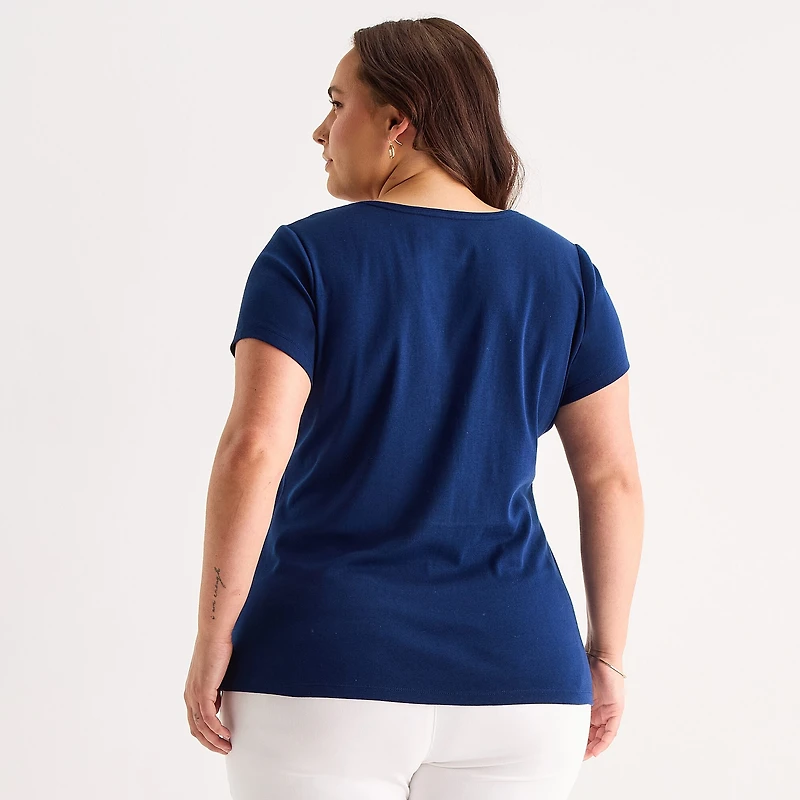 St. John's Bay Womens Plus Crew Neck Short Sleeve T-Shirt