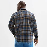 mutual weave Cozy Knit Mens Long Sleeve Classic Fit Big and Tall Flannel Shirt