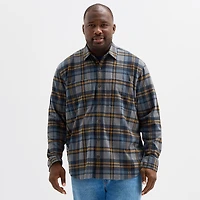mutual weave Cozy Knit Mens Long Sleeve Classic Fit Big and Tall Flannel Shirt
