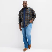 mutual weave Cozy Knit Mens Long Sleeve Classic Fit Big and Tall Flannel Shirt