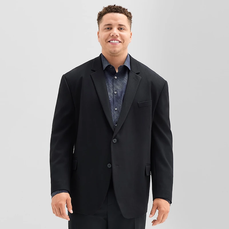 J. Ferrar 360 Stretch Knit Texture Mens Big and Tall Fabric Regular Fit Sport Coat