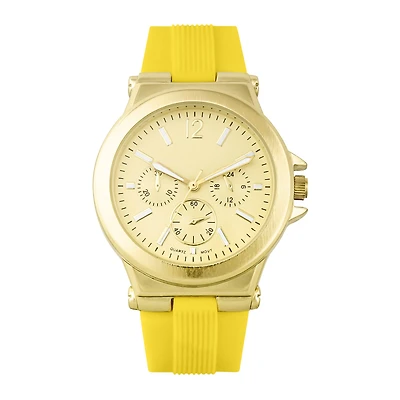 Womens Yellow Silicone Strap Boyfriend Watch