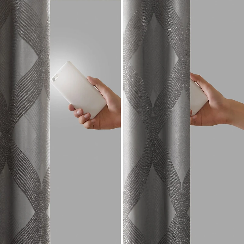 Madison Park Abel Jacquard Grommet Top 100% Blackout Single Curtain Panel
