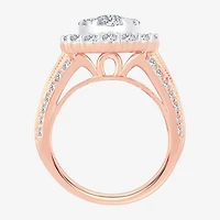 (I / Si1-Si2) Womens 3 CT. T.W. Lab Grown White Diamond 10K Gold Oval Side Stone Halo Engagement Ring