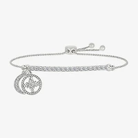 Womens Lab Created White Sapphire Sterling Silver Moon Bolo Bracelet