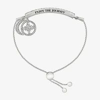 Womens Lab Created White Sapphire Sterling Silver Moon Bolo Bracelet