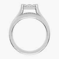 2 CT.T.W. Natural Princess & Round Diamond 10K or 14K White Gold Bridal Ring Set
