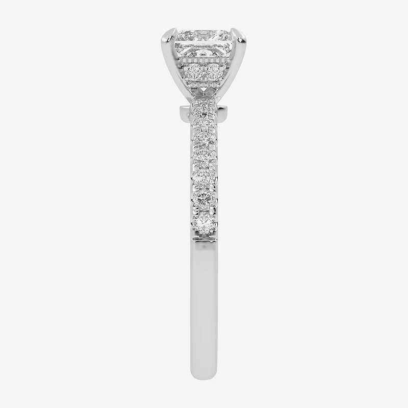 (G-H /  Si1-Si2) Womens 1 CT. T.W. Lab Grown White Diamond 10K Gold Side Stone Engagement Ring