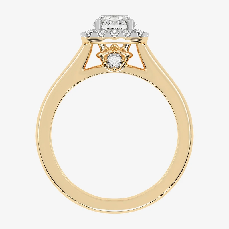 1 CT. T.W. Lab-Grown (G-H / SI1-SI2) Diamond Cushion Halo Engagement Ring 10K Gold