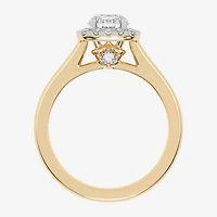 1 CT. T.W. Lab-Grown (G-H / SI1-SI2) Diamond Cushion Halo Engagement Ring 10K Gold