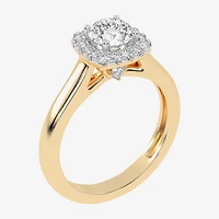 1 CT. T.W. Lab-Grown (G-H / SI1-SI2) Diamond Cushion Halo Engagement Ring 10K Gold
