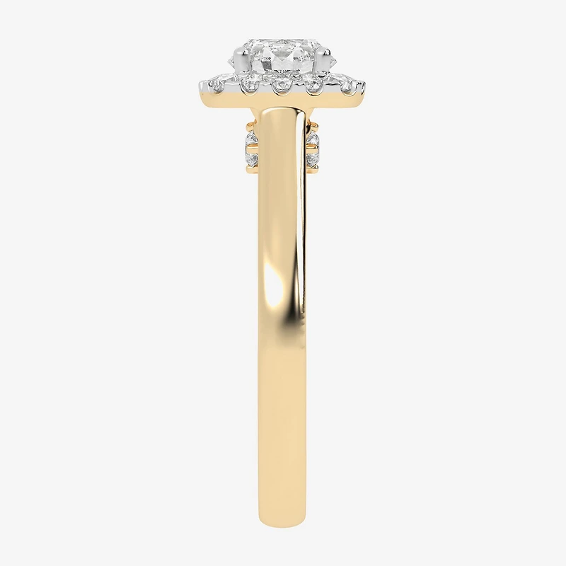 1 CT. T.W. Lab-Grown (G-H / SI1-SI2) Diamond Cushion Halo Engagement Ring 10K Gold