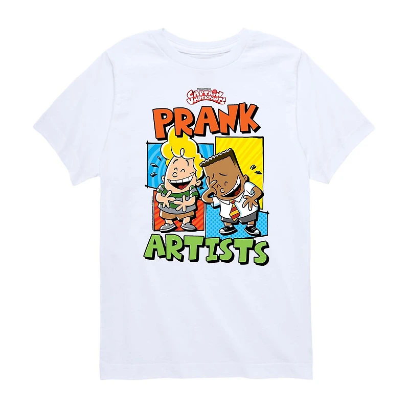 Prank Artists Harold And George Little & Big Kid Boys Crew Neck Short Sleeve Regular Fit Captain Underpants Graphic T-Shirt