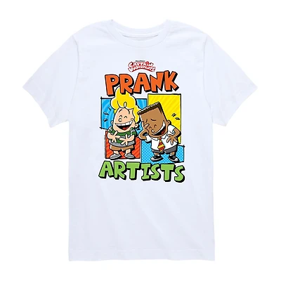 Prank Artists Harold And George Little & Big Kid Boys Crew Neck Short Sleeve Regular Fit Captain Underpants Graphic T-Shirt