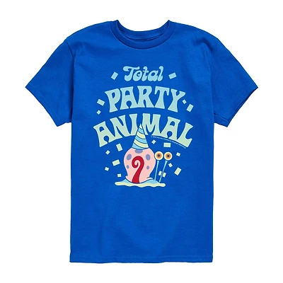 Total Party Animal Gary Little & Big Kid Boys Crew Neck Short Sleeve Regular Fit Spongebob Graphic T-Shirt