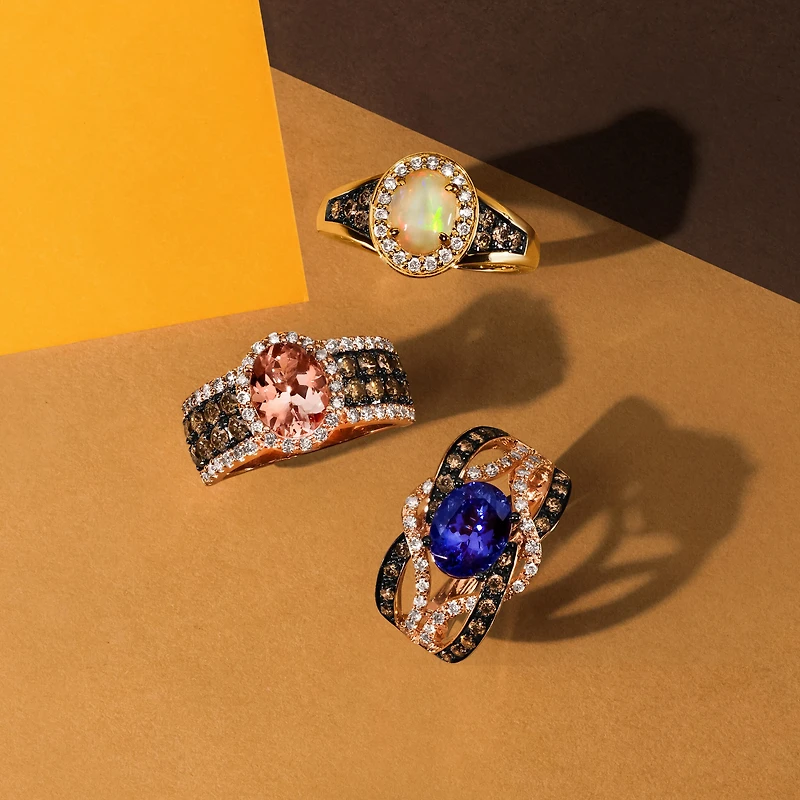 Le Vian® Ring featuring 1 1/5 CT. Neopolitan Opal™ 1/10 Chocolate Diamonds® 1/3 Nude Diamonds™ set 14K Strawberry Gold®