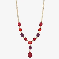 Mixit Gold Tone & Red Womens 17 Inch Y Necklace