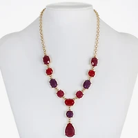 Mixit Gold Tone & Red Womens 17 Inch Y Necklace