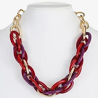 Mixit Gold Tone & Red Womens 17 Inch Collar Necklace